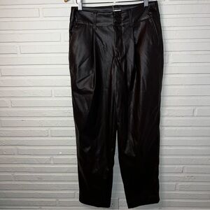 A New Day Chocolate Satin Faux Leather Pants, Women’s Size 6